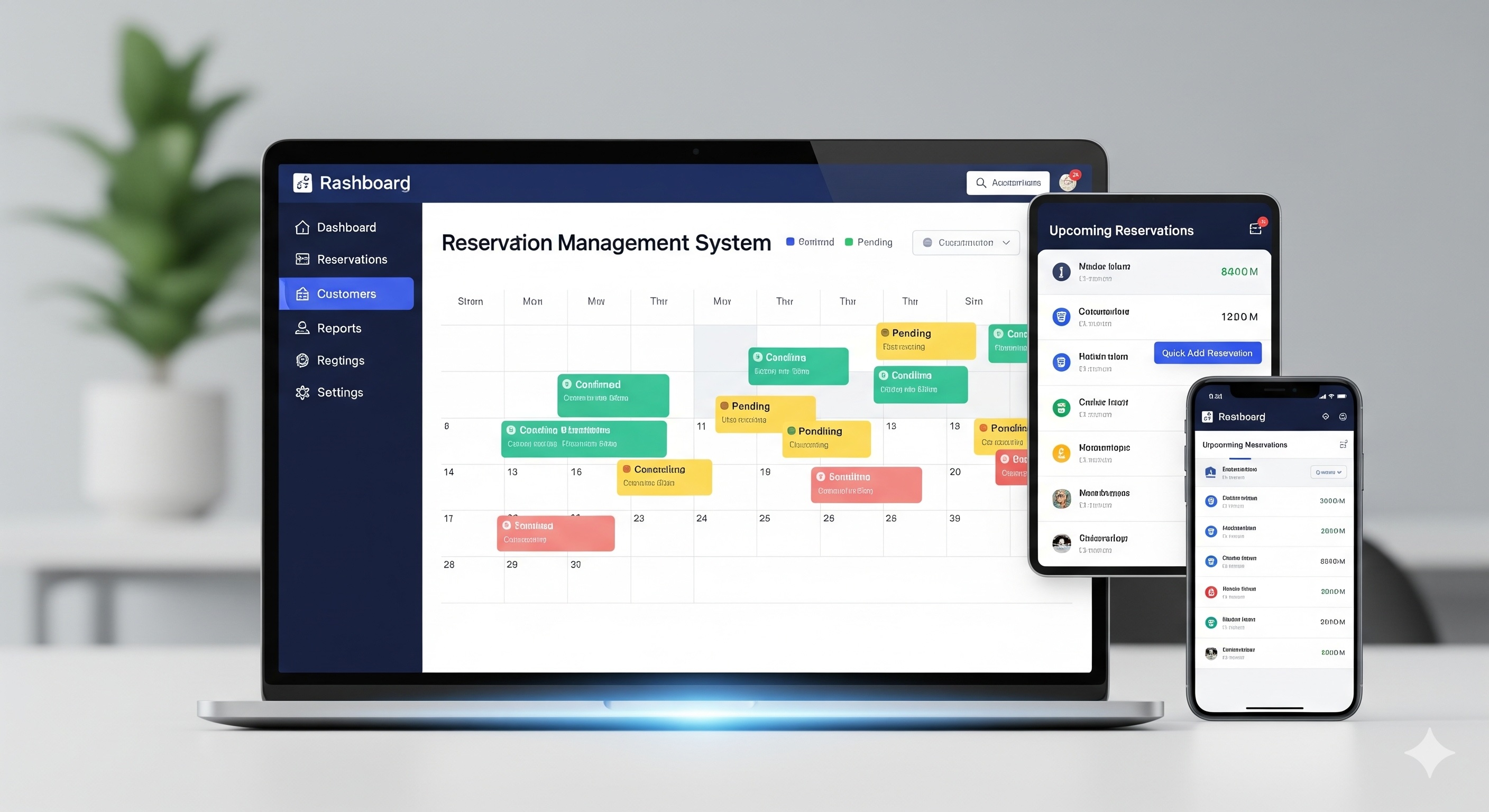 A dashboard image of reservation system